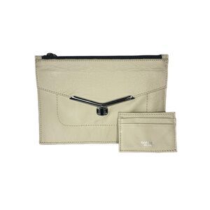 Botkier Valentina Flap Leather Clutch with Card Holder Beige Color MSRP: $88.00